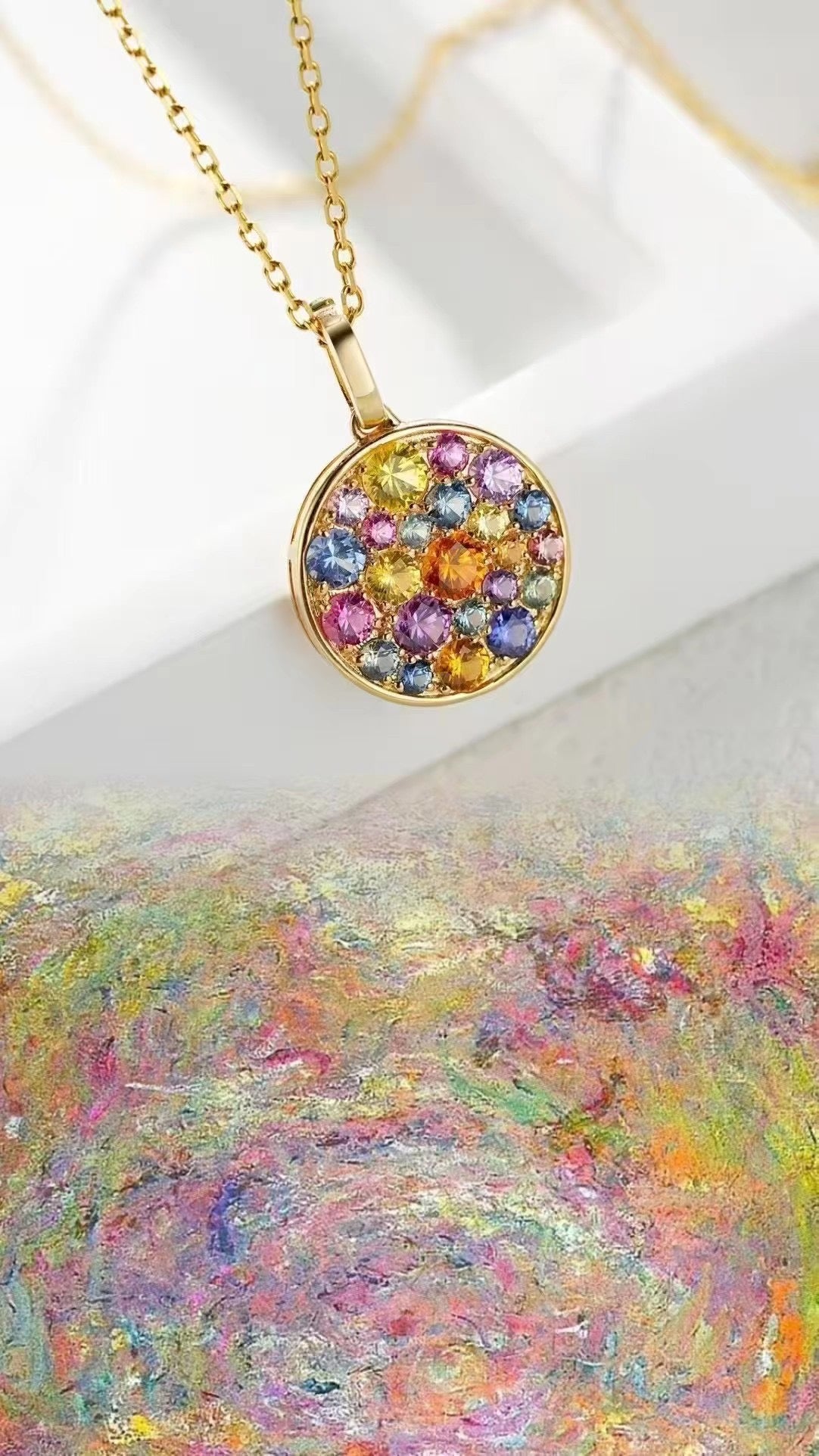 Rainbow Sapphire 18K Gold Pendant (Item No. SA036)
