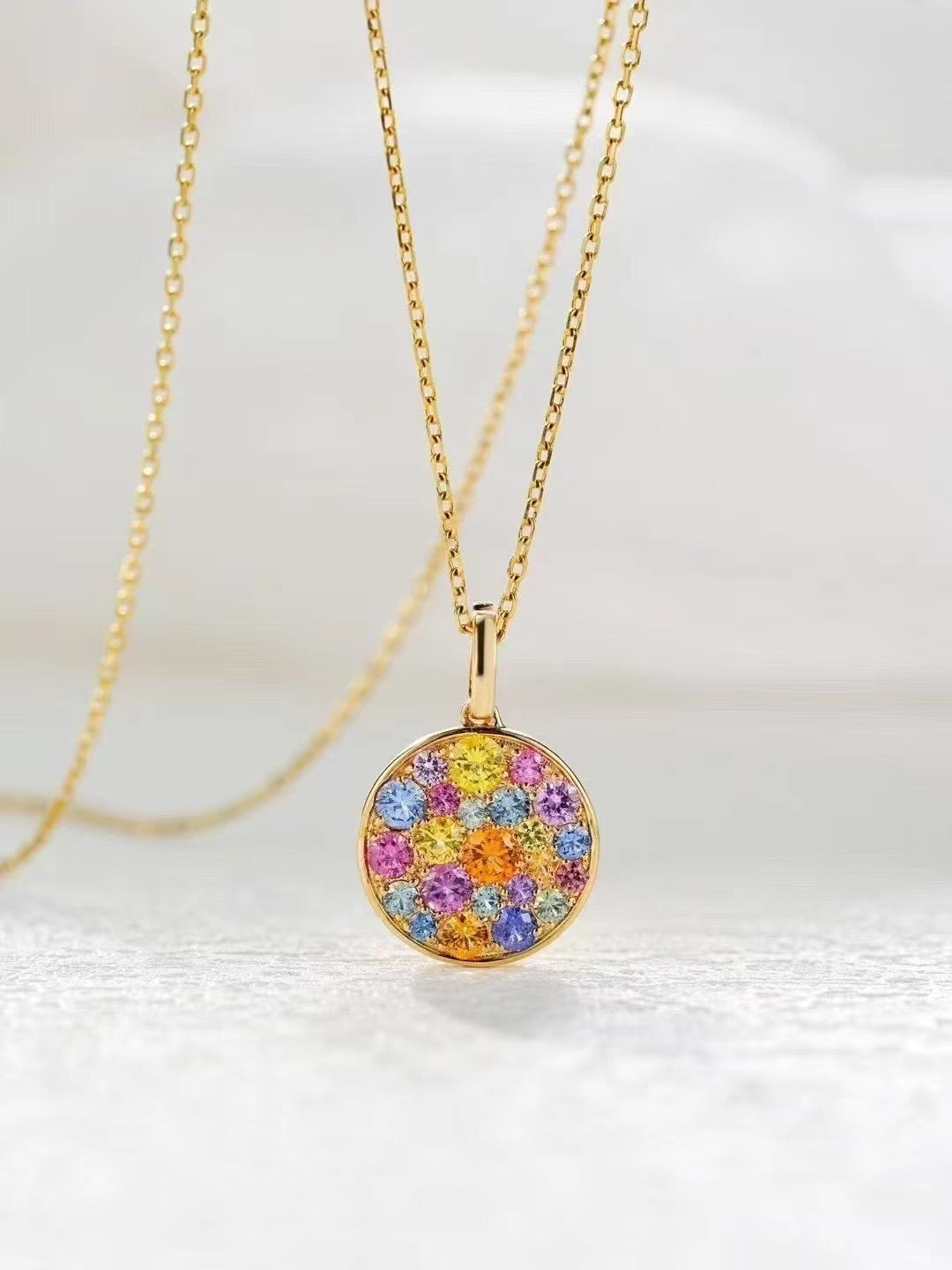 Rainbow Sapphire 18K Gold Pendant (Item No. SA036)