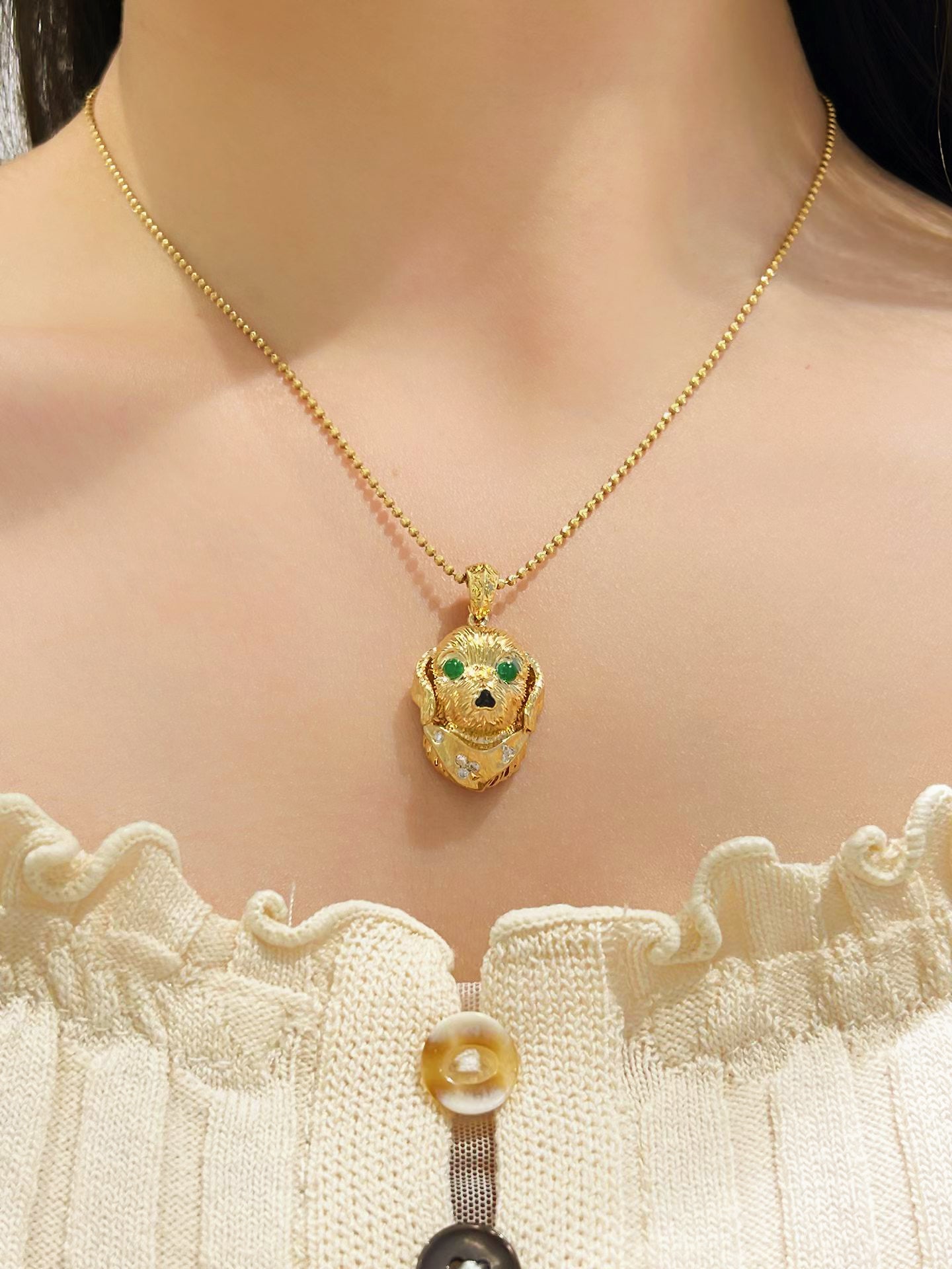 Cat Vintage 18k Gold Diamond Pendant (Item No. VT447)