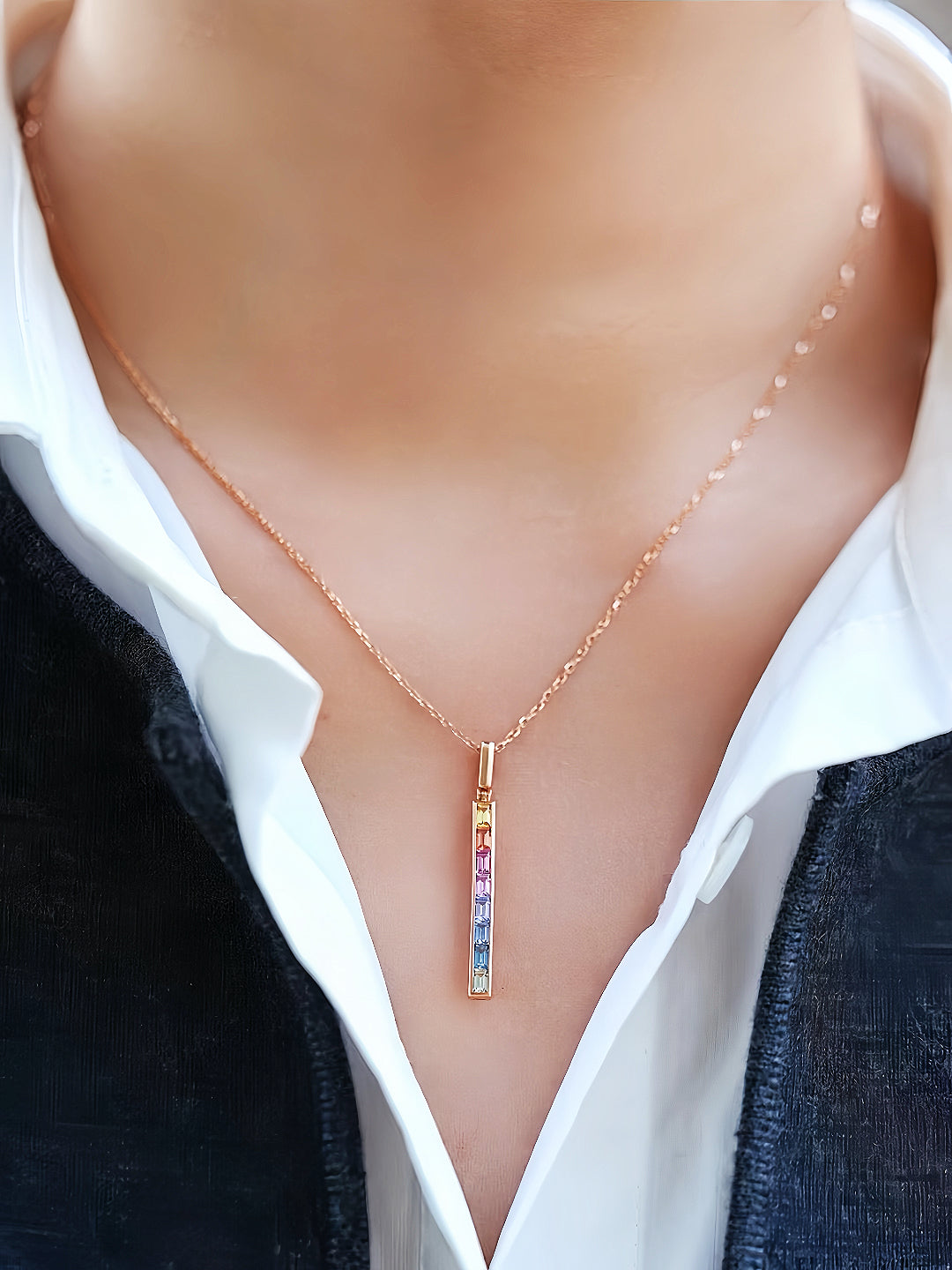 Rainbow Sapphire 18k Gold Pendant (Item No. SA074)