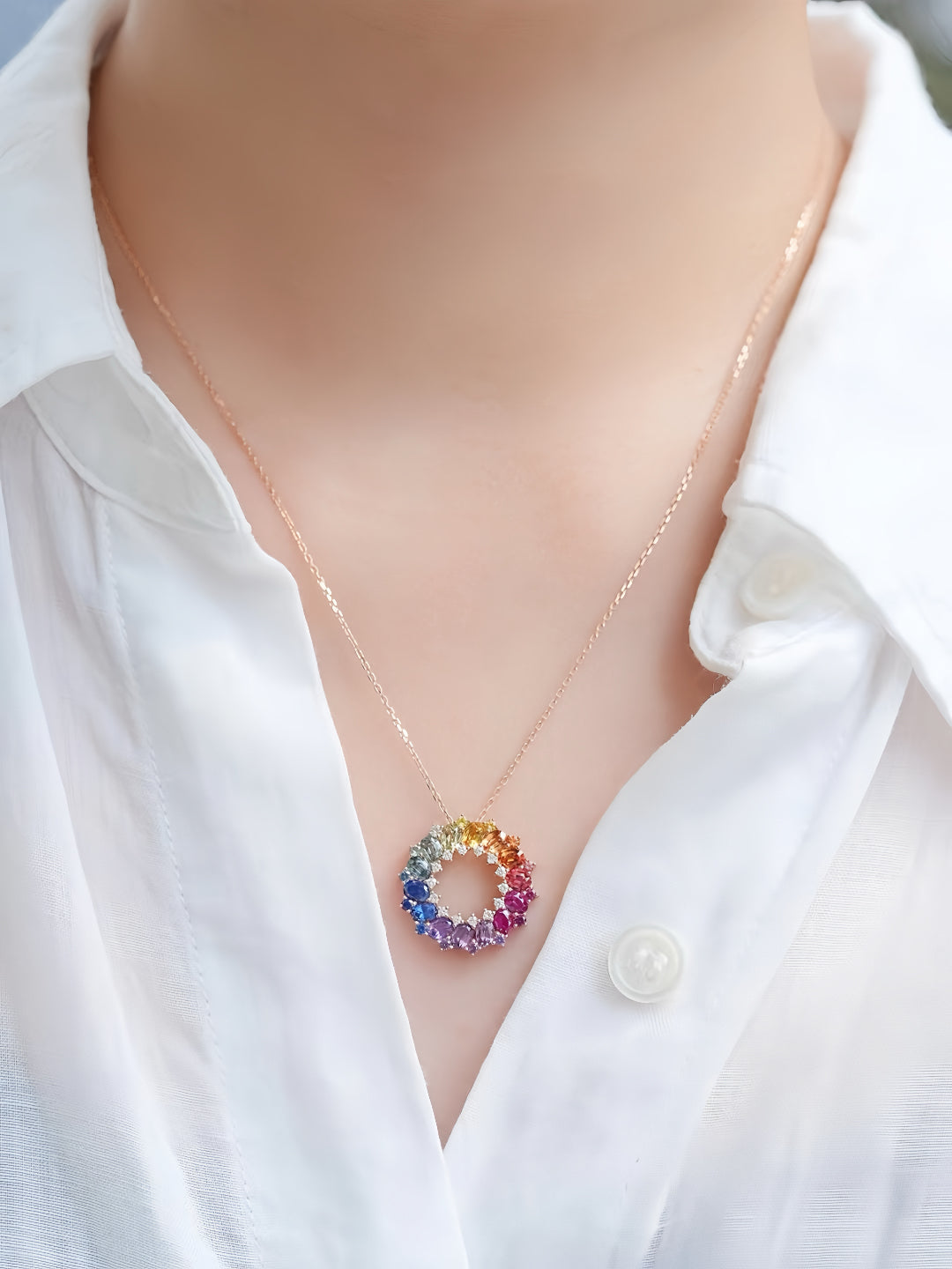 Rainbow Sapphire 18K Gold Pendant (Item No. SA081)