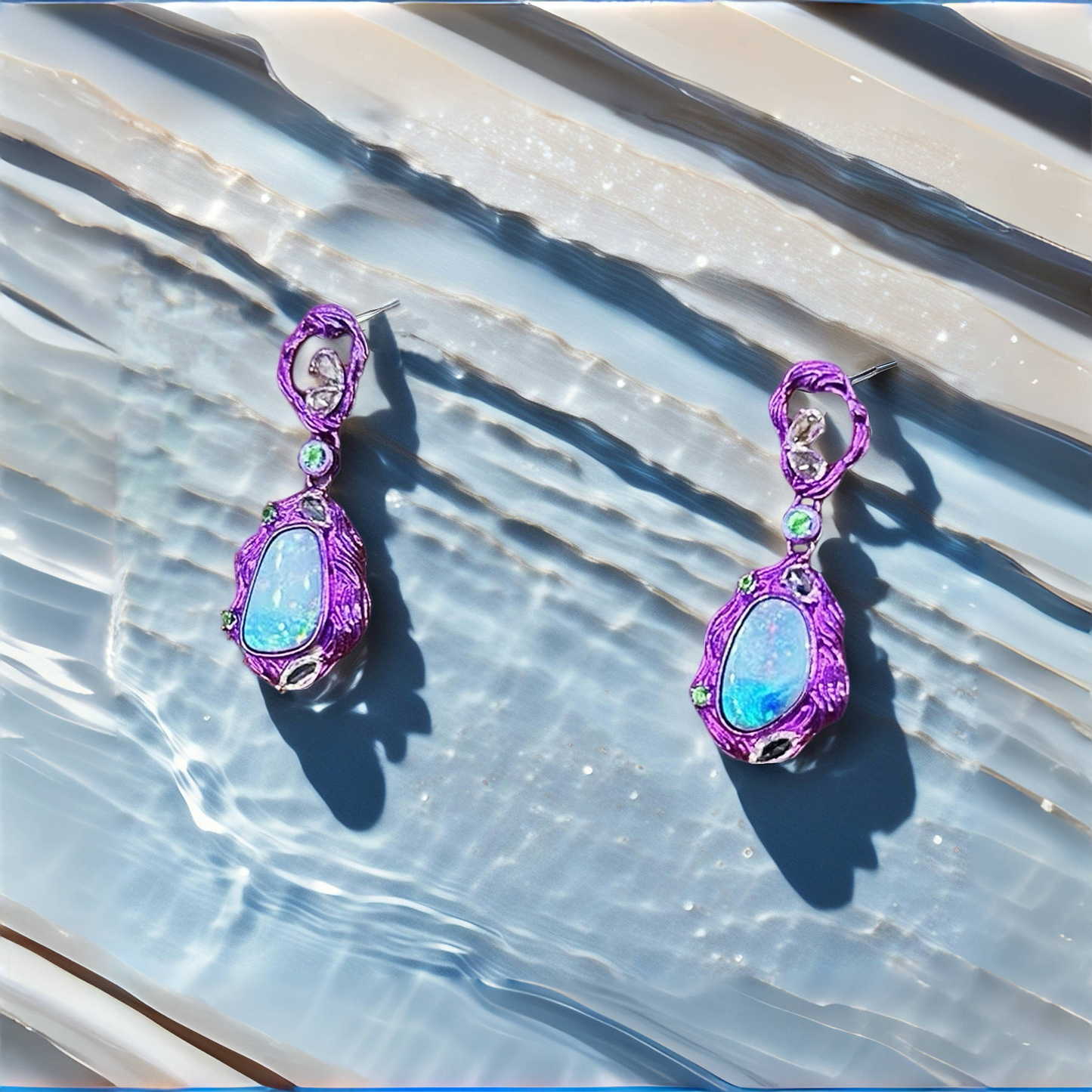 Anodized Titanium Purple Opal Earring (Item No. TA002)