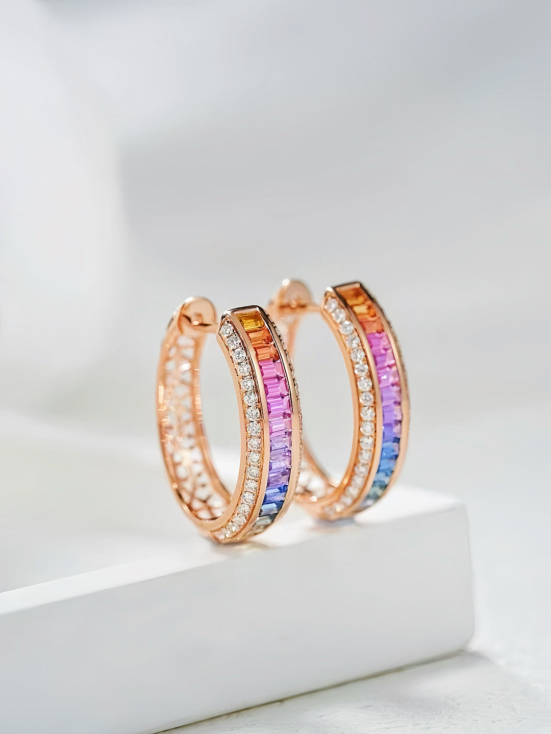 Rainbow Sapphire 18k Gold Earring (Item No. SA115)