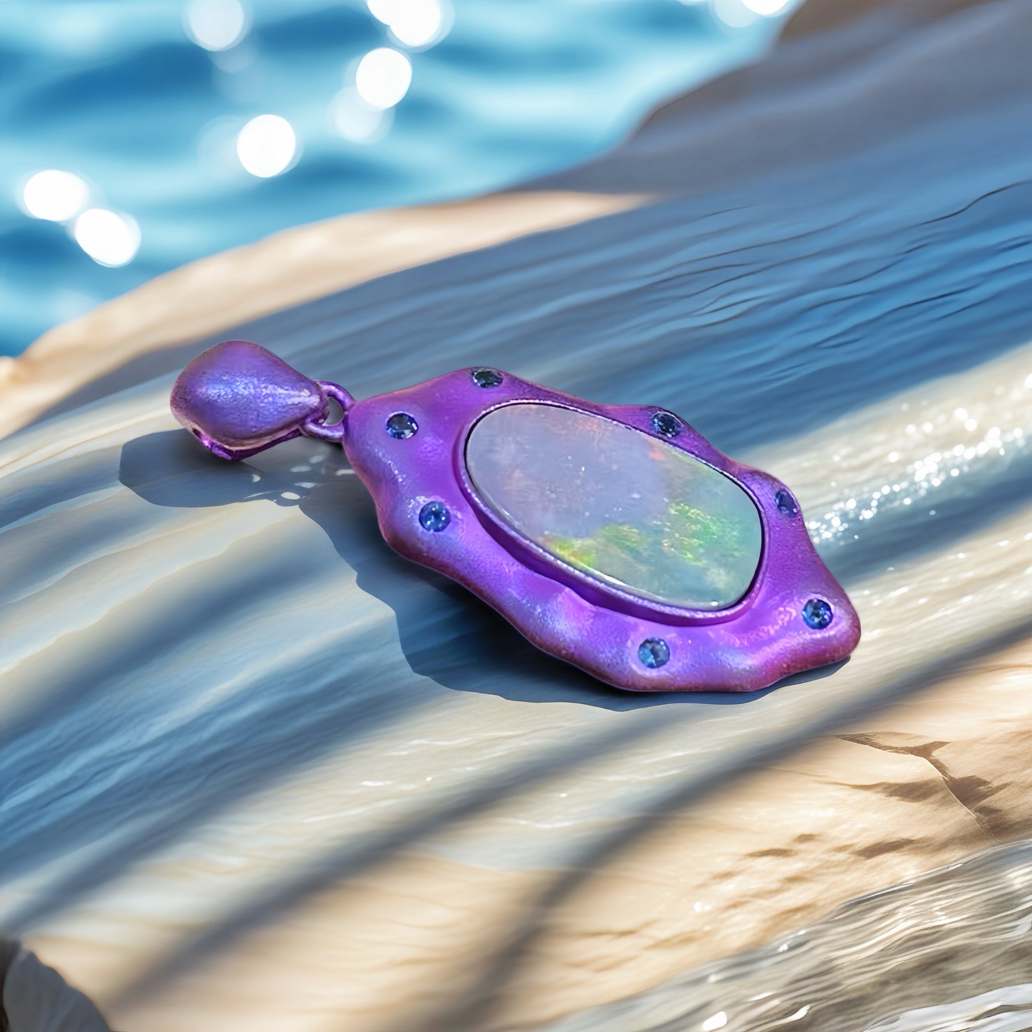 Anodized Titanium Purple Opal Pendant (Item No. TA003)