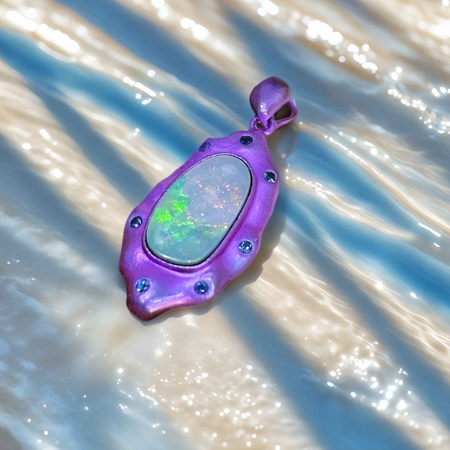 Anodized Titanium Purple Opal Pendant (Item No. TA003)