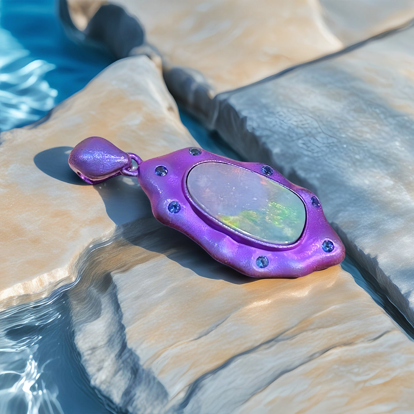 Anodized Titanium Purple Opal Pendant (Item No. TA003)