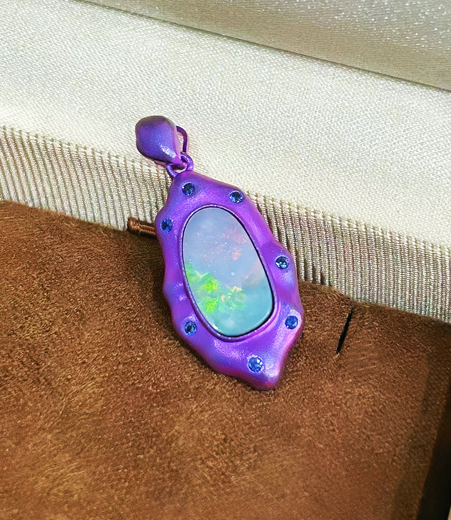 Anodized Titanium Purple Opal Pendant (Item No. TA003)