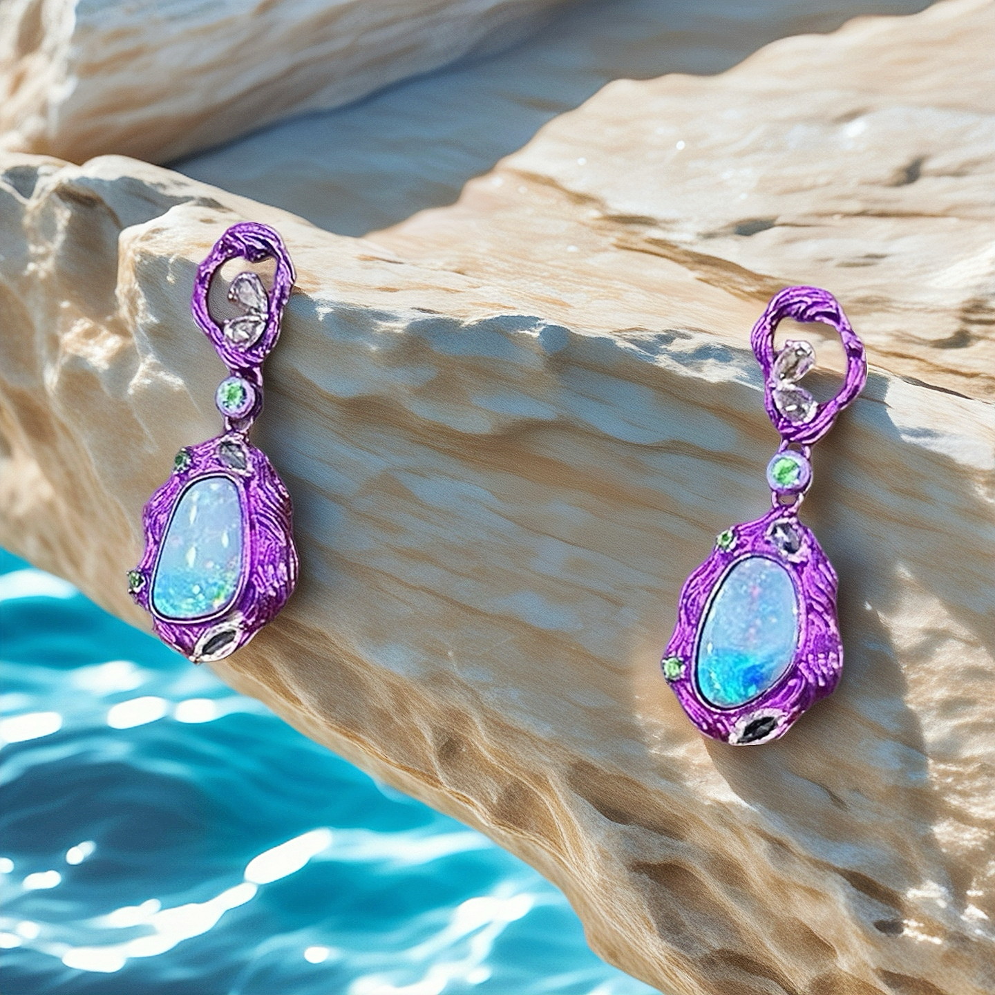 Anodized Titanium Purple Opal Earring (Item No. TA002)