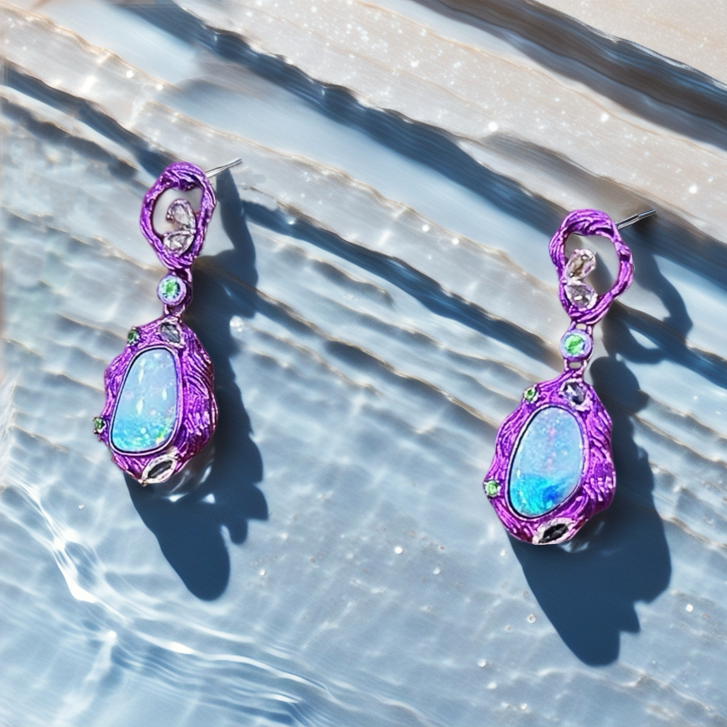 Anodized Titanium Purple Opal Earring (Item No. TA002)