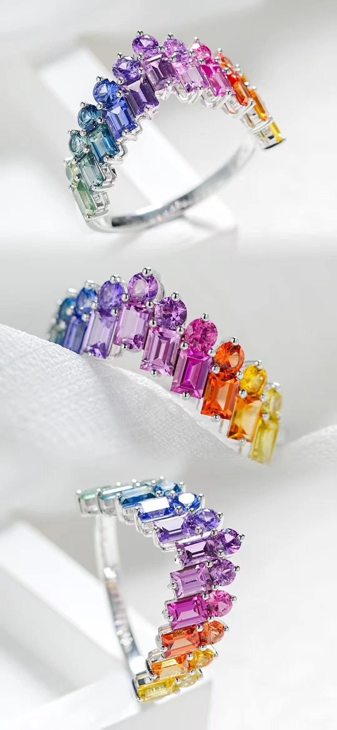 Rainbow Sapphire 18k Gold Ring (Item No. SA122)