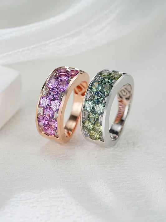 Rainbow Sapphire 18k Gold Ring (Item No. SA086）