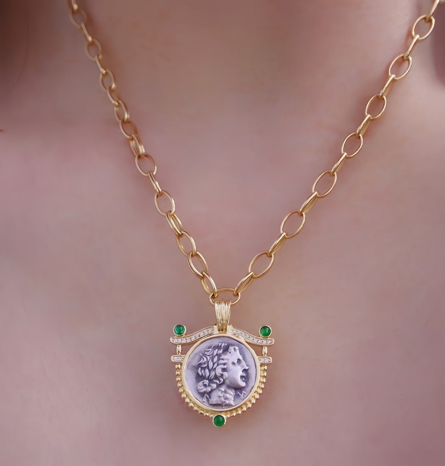 Apollo God of the Sun Ancient Greek Coin Medallion 18K Gold Collection (Item No. COIN036）