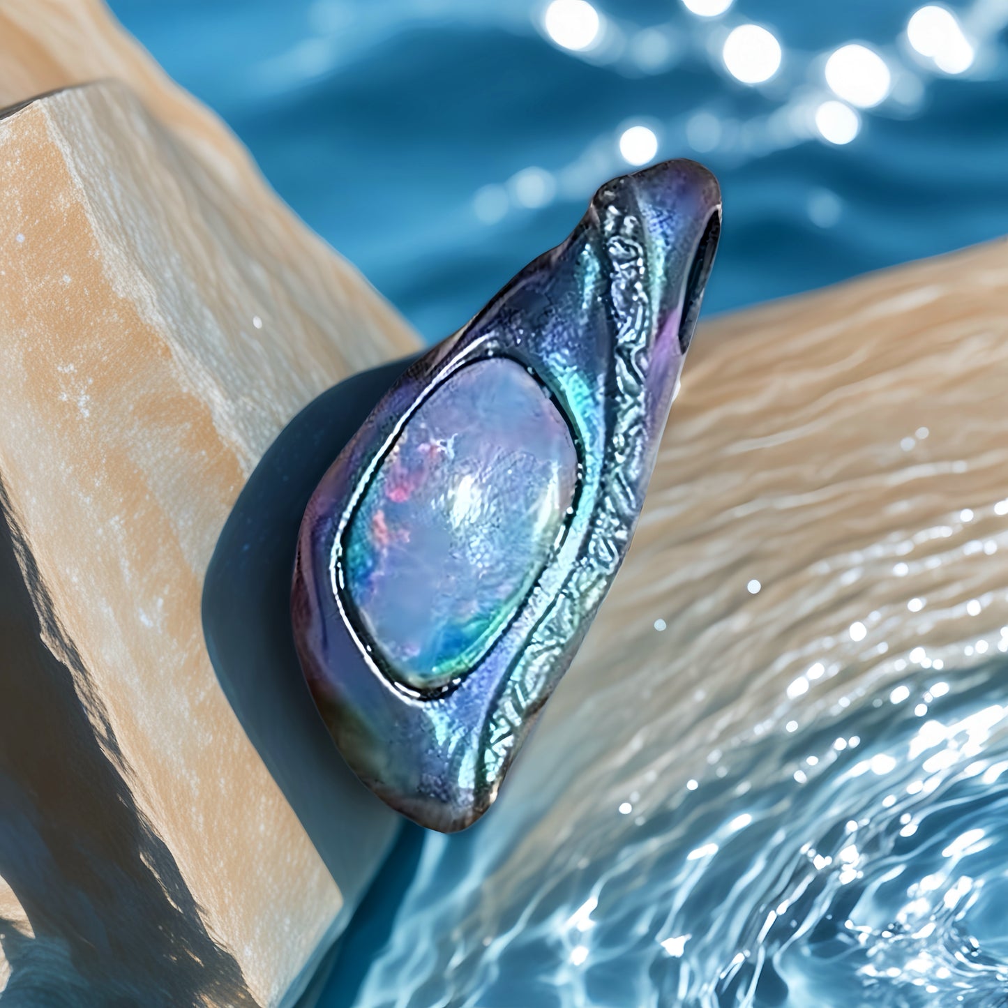 Anodized Titanium Blue Opal Pendant (Item No. TA004）