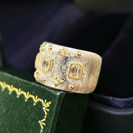 Vintage 18k Gold Diamond Ruby Ring (Item No. VT439）