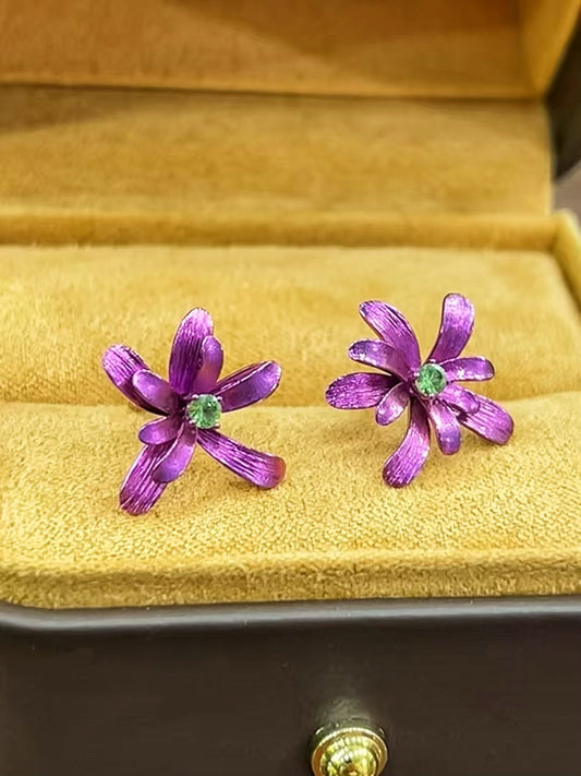 Anodized Titanium Pink Tsavorite Earring (Item No. TA007）