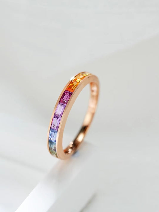 Rainbow Sapphire 18k Gold Ring (Item No. SA065）