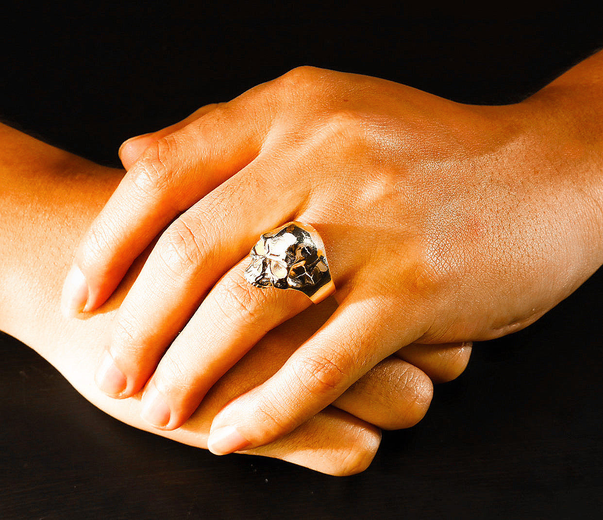 Half Jaw Skull 925 Sterling Silver/9k/14k/18k Gold Ring (Item No. GR0011）