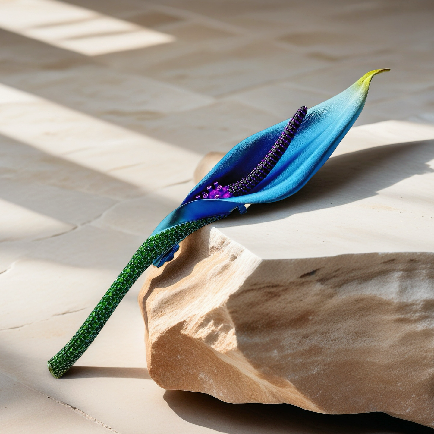 Anodized Titanium Blue Tsavorite Brooch (Item No. TA009）