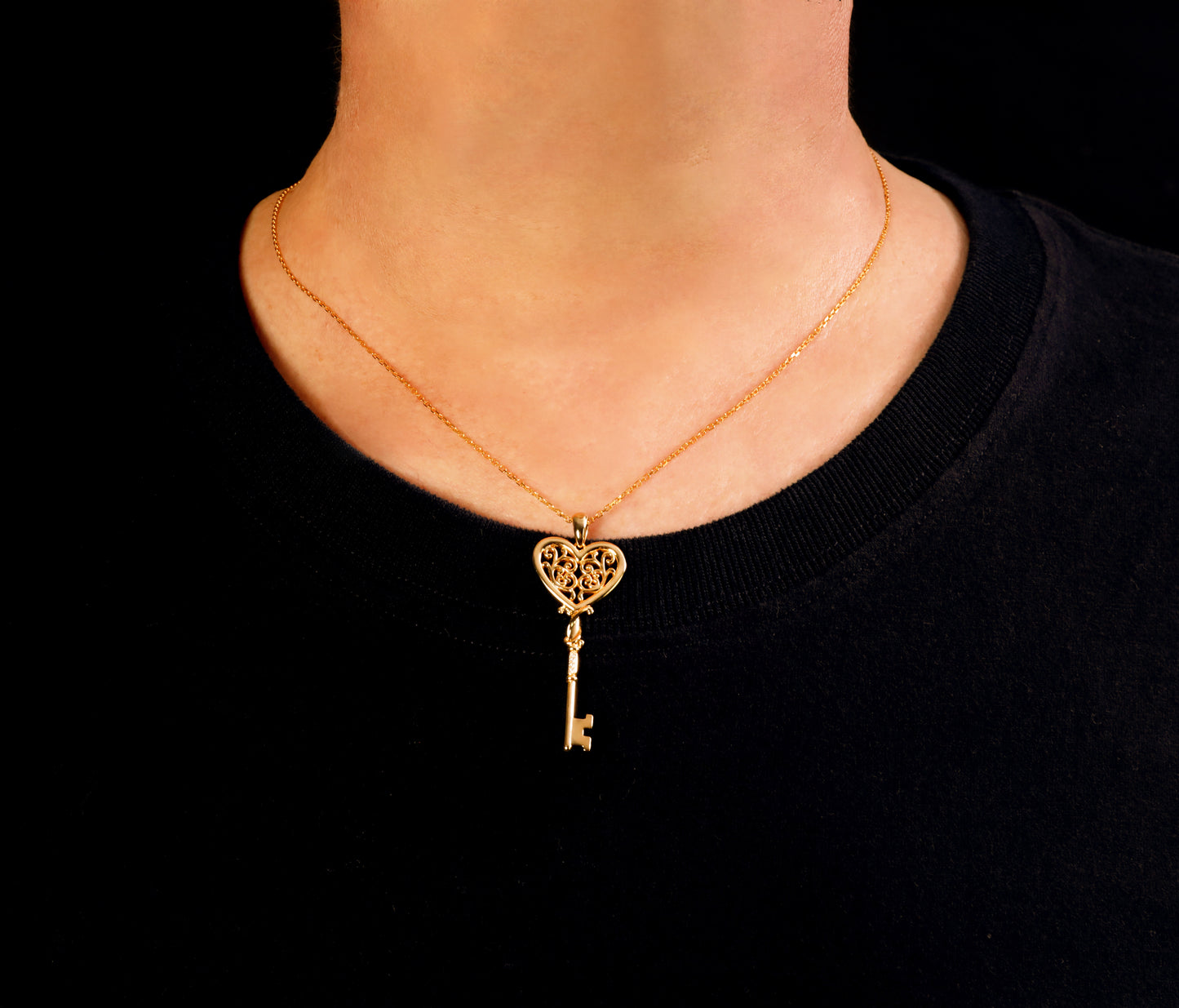 Renaissance Key Diamond 925 Sterling Silver/9k/14k/18k Gold Pendant (Item No. GP0002）