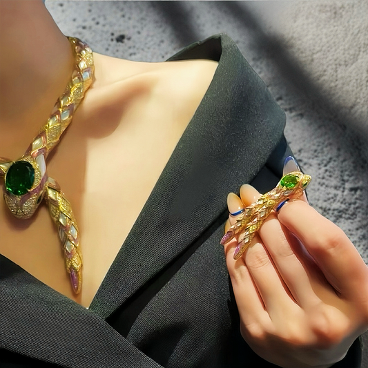 Gold Ouroboro Set/ Necklace Bracelet Ring (Item No. GP0017)