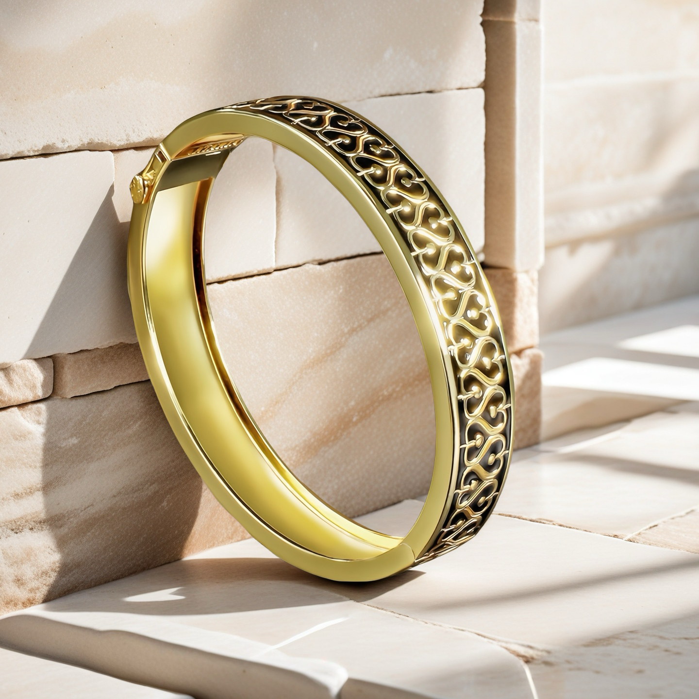 Greek Key Enamel 925 Sterling Silver/9k/14k/18k Gold Bangle(Item No. GB0012）