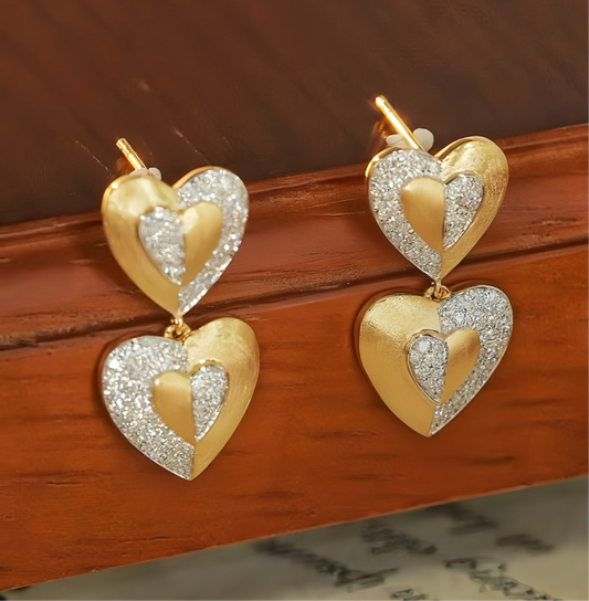 Vintage Heart 18k Gold Diamond Earring (Item No. VT079）