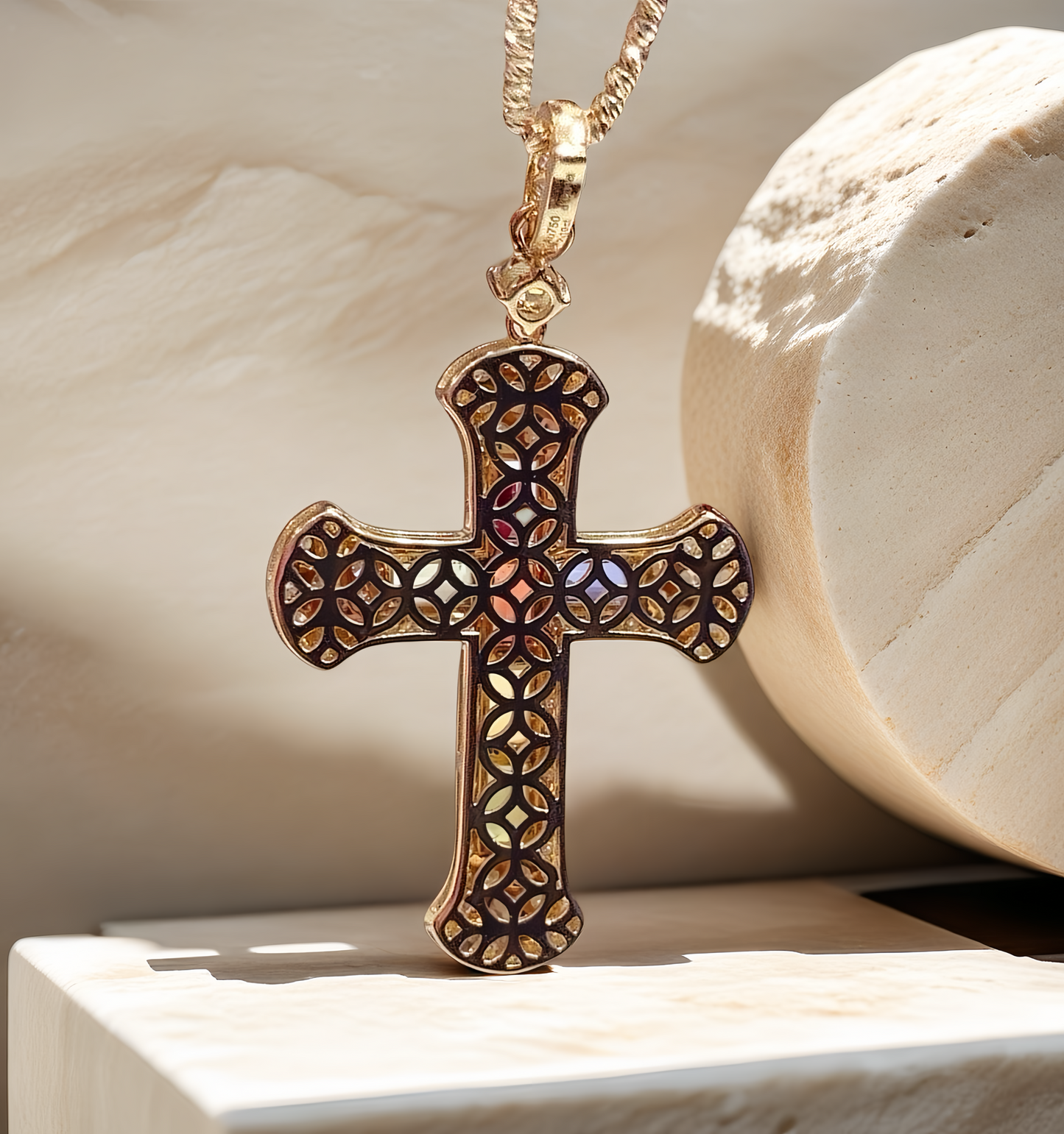 Vintage Cross 18k Gold Diamond Pendant (Item No. VT163）