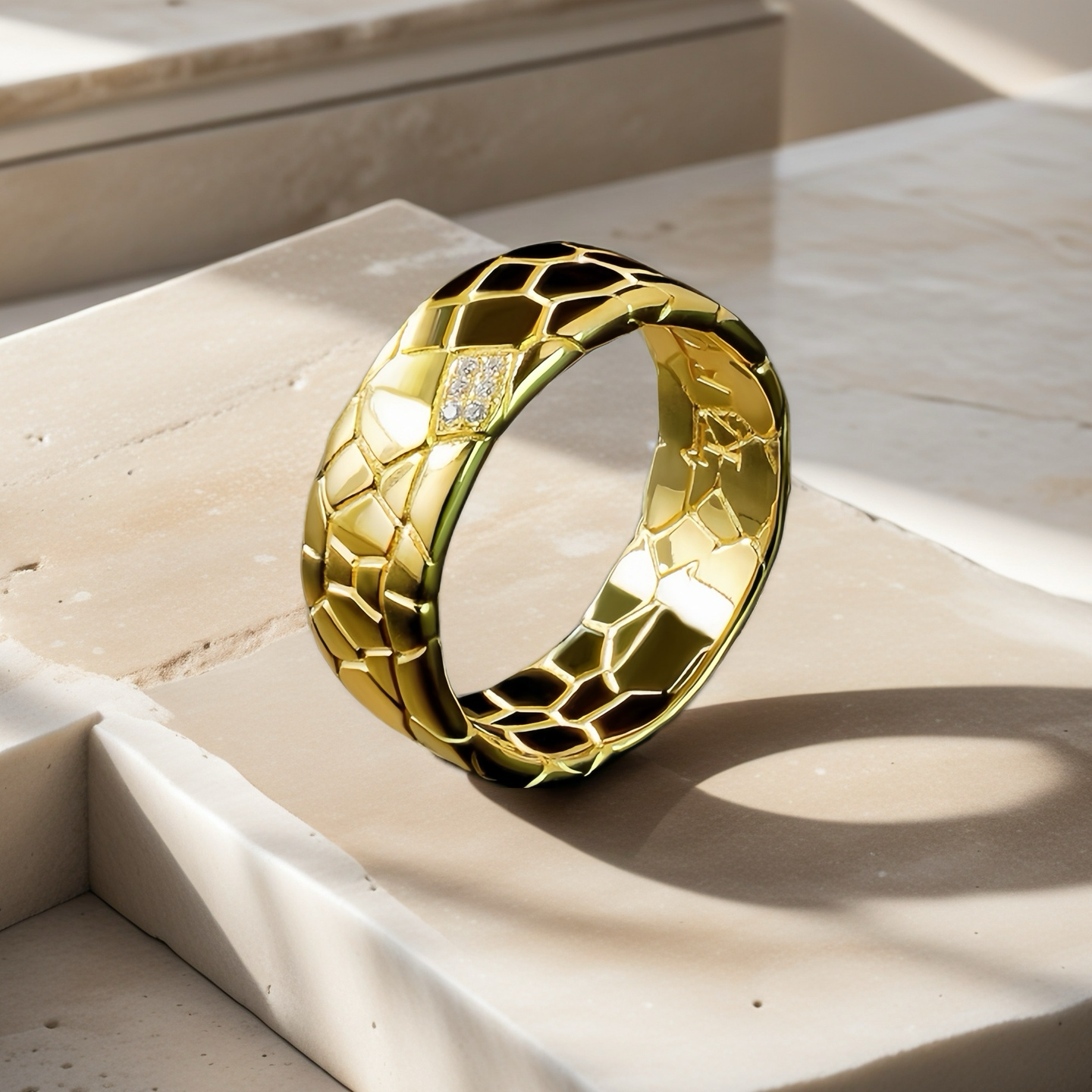 Classic Cracking Stone  Diamond 925 Sterling Silver/9k/14k/18k Gold Ring (Item No. GR0008）