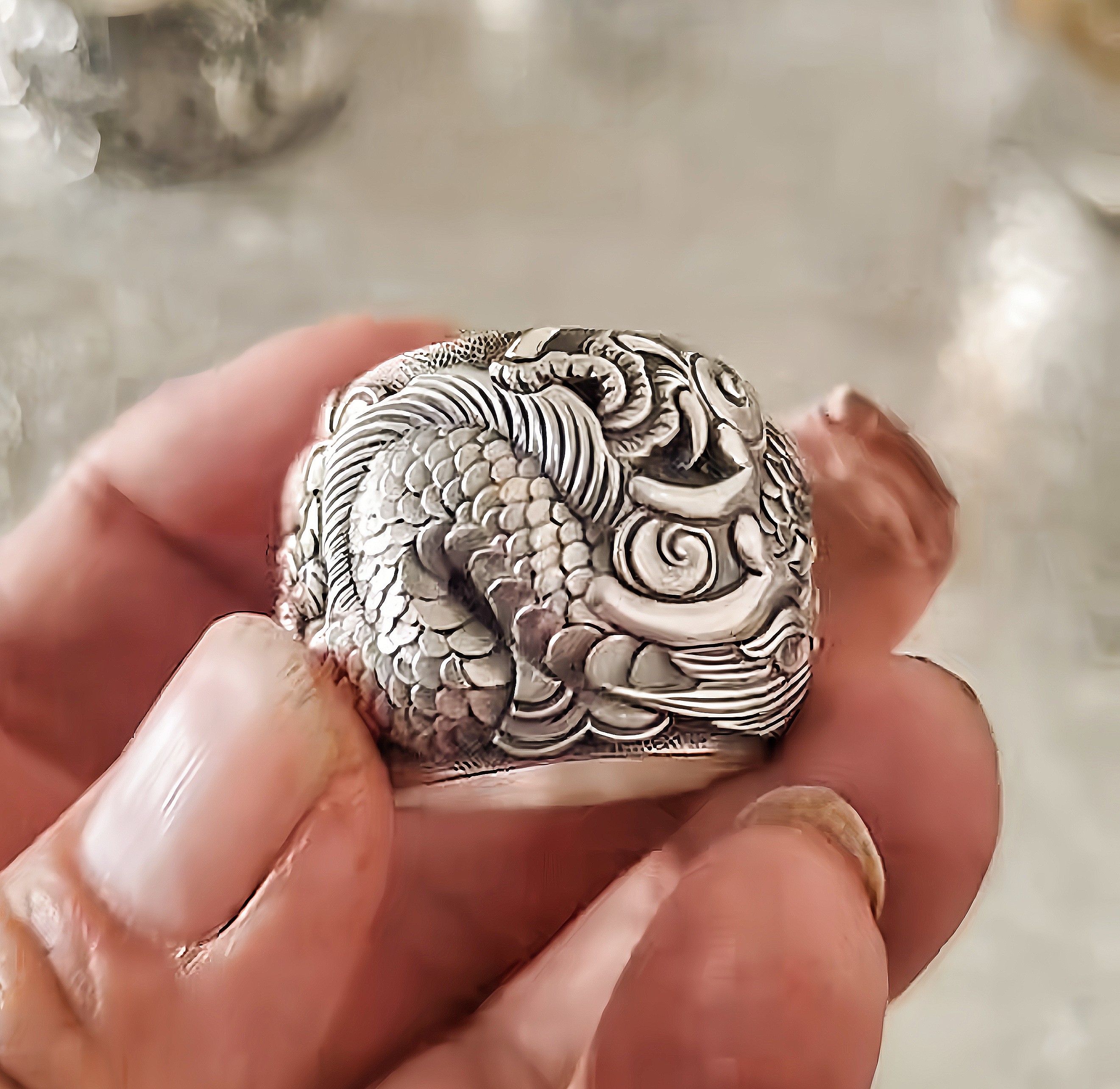Large Dragon Silver Ring (Item No. R0136)