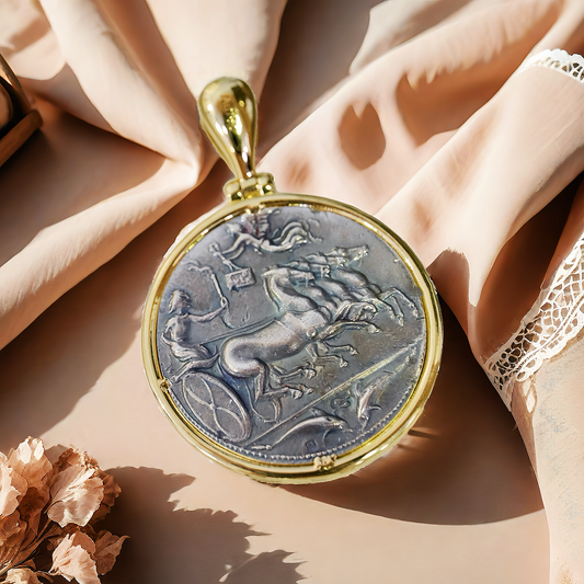 Arethusa Ancient Greek Coin Medallion 18K Gold Pendant (Item No. COIN052）