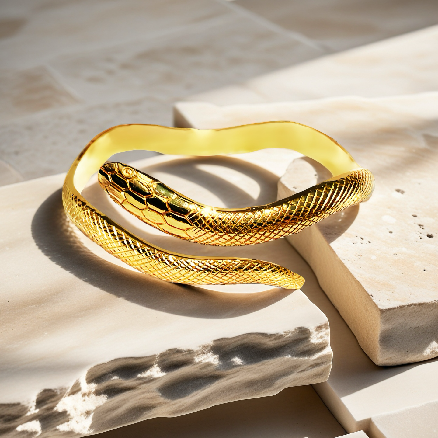 Ouroboro 24K Gold Bangle (Item No. GB0025）
