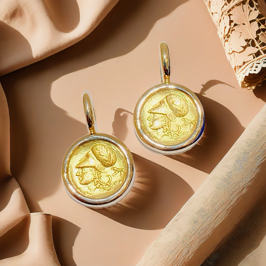 Athena Pegasus Ancient Greek Coin Medallion Electrum Gold  24k Gold Pendant (Item No. COIN066）