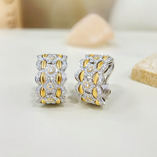 Vintage 18k Gold Diamond Earring (Item No. VT398）