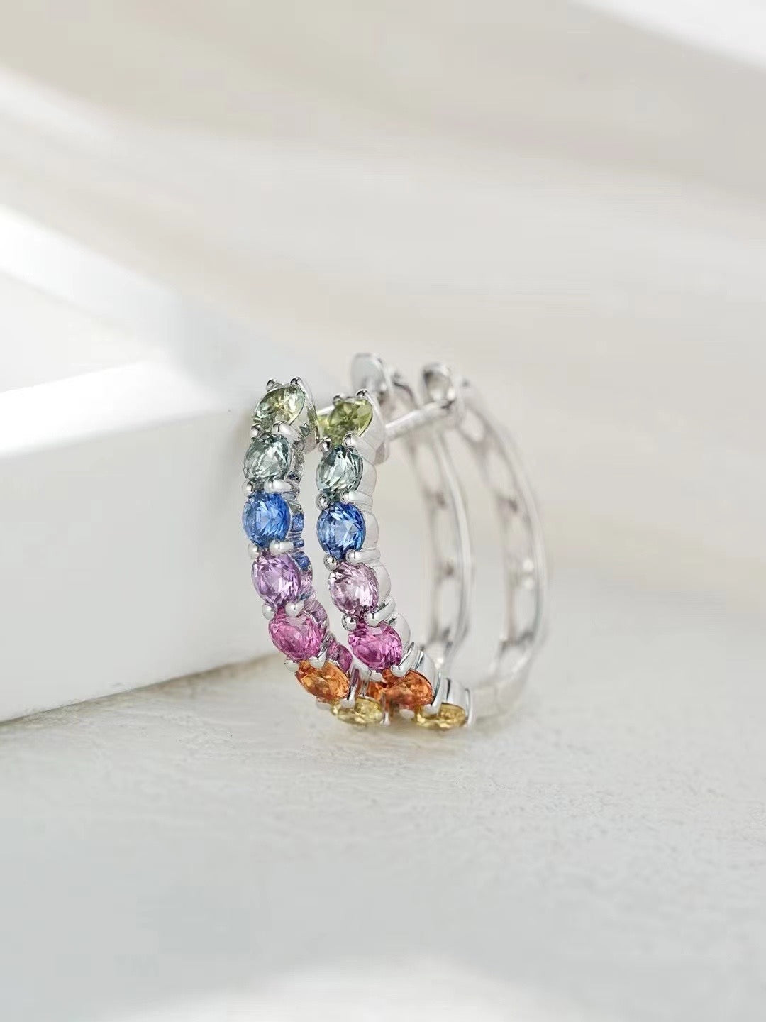 Rainbow Sapphire 18k Gold Earring (Item No. SA085）