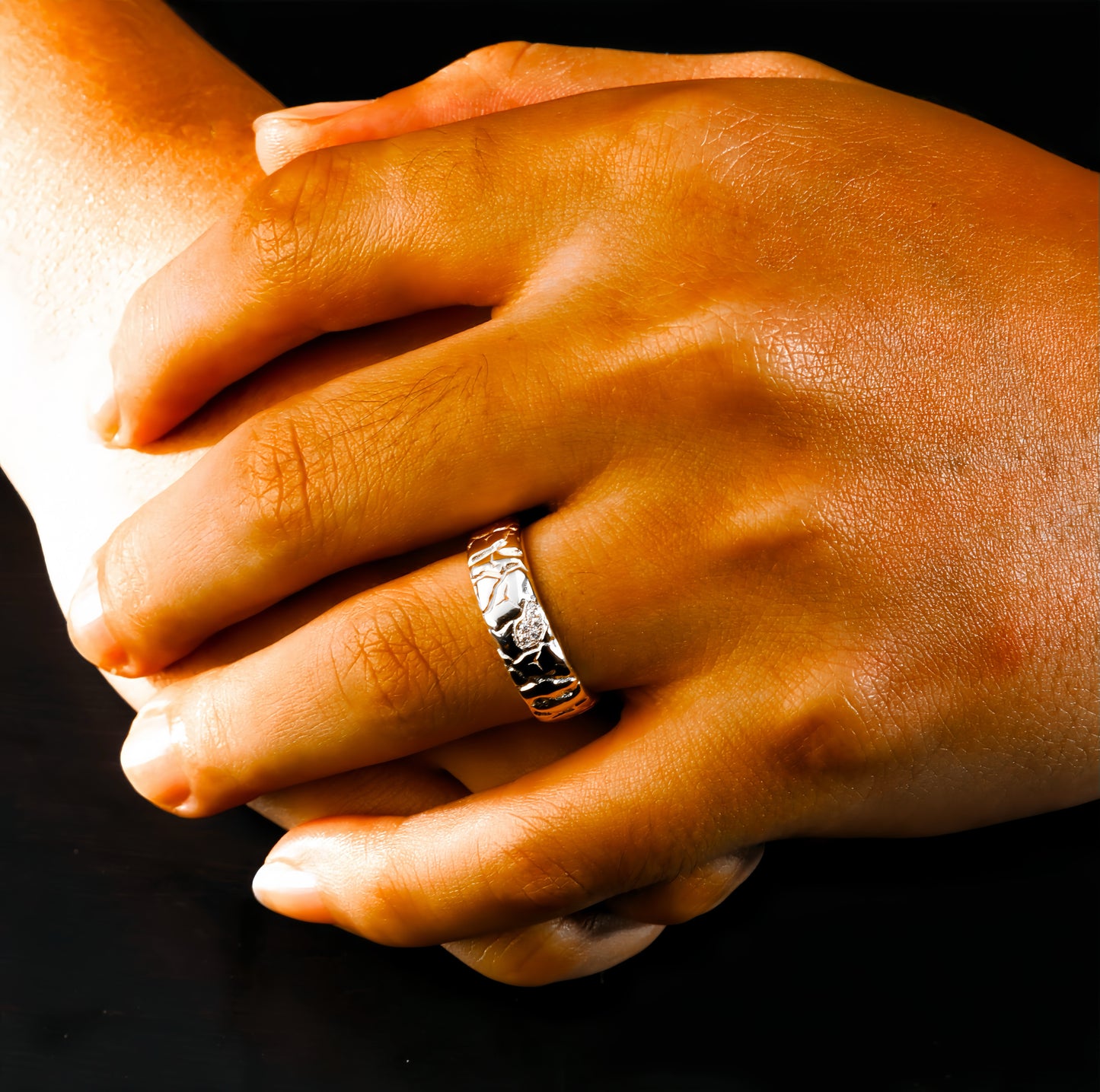 Cracking Stone Diamond 925 Sterling Silver/9k/14k/18k Gold Ring (Item No. GR0007）