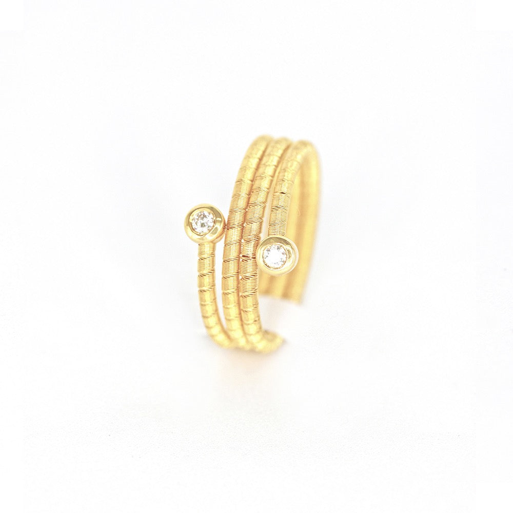Tripple Twisted 18k Gold Diamond Ring (Item No. SX071CR）
