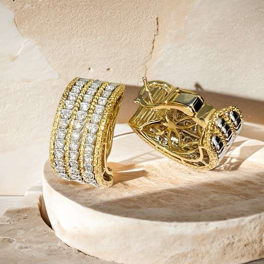 Vintage 18k Gold Diamond Earring (Item No. VT018）