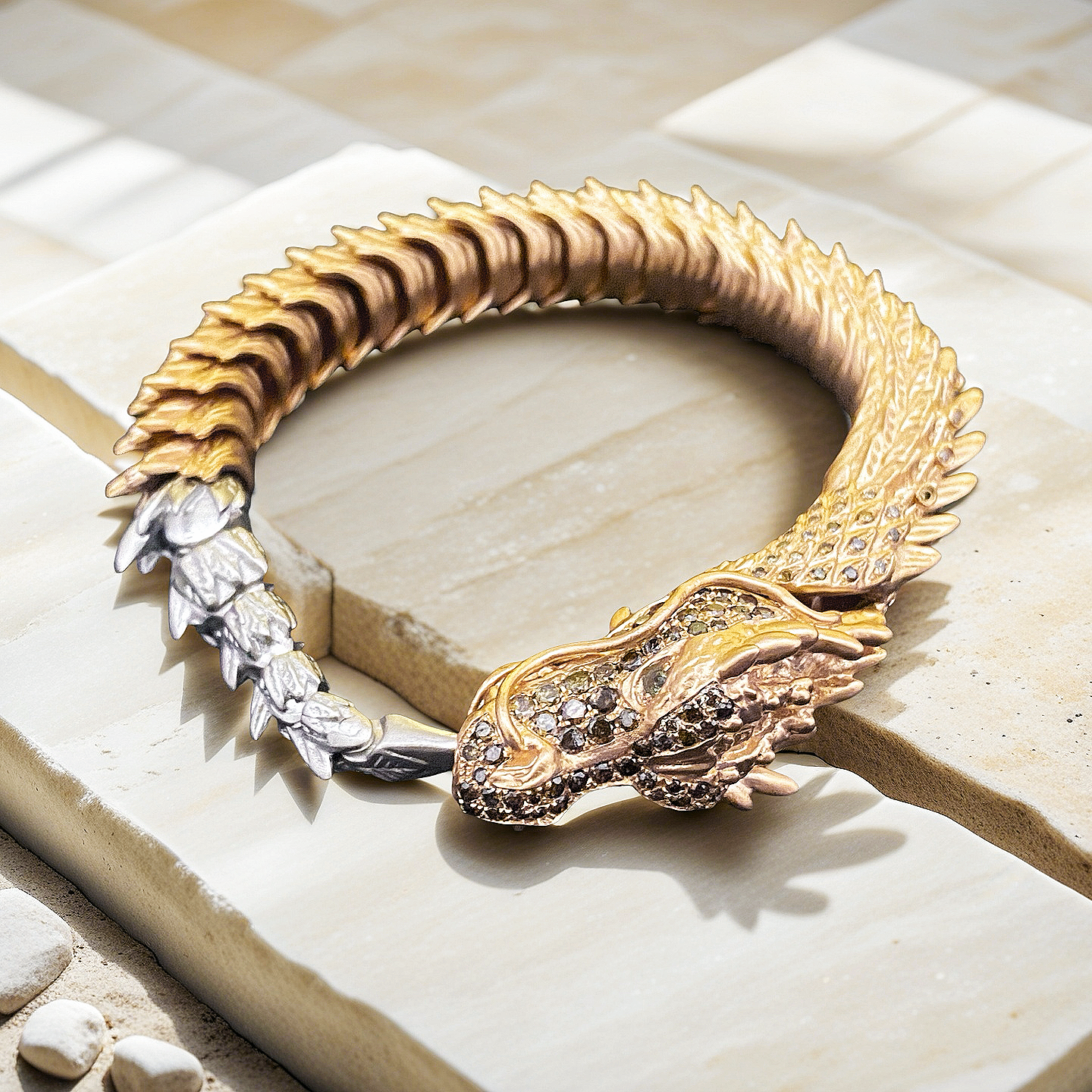 Gold Dragon Diamond Bracelet Chain (Item No. GB0023)