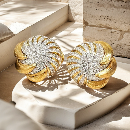 Vintage 18k Gold Diamond Earring (Item No. VT013）