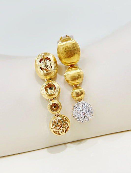 Vintage 18k Gold Diamond Earring (Item No. VT508）
