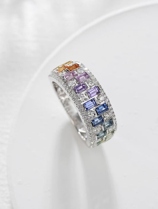 Rainbow Sapphire 18k Gold Ring (Item No. SA137）