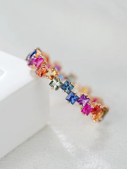 Rainbow Sapphire 18k Gold Ring (Item No. SA093）