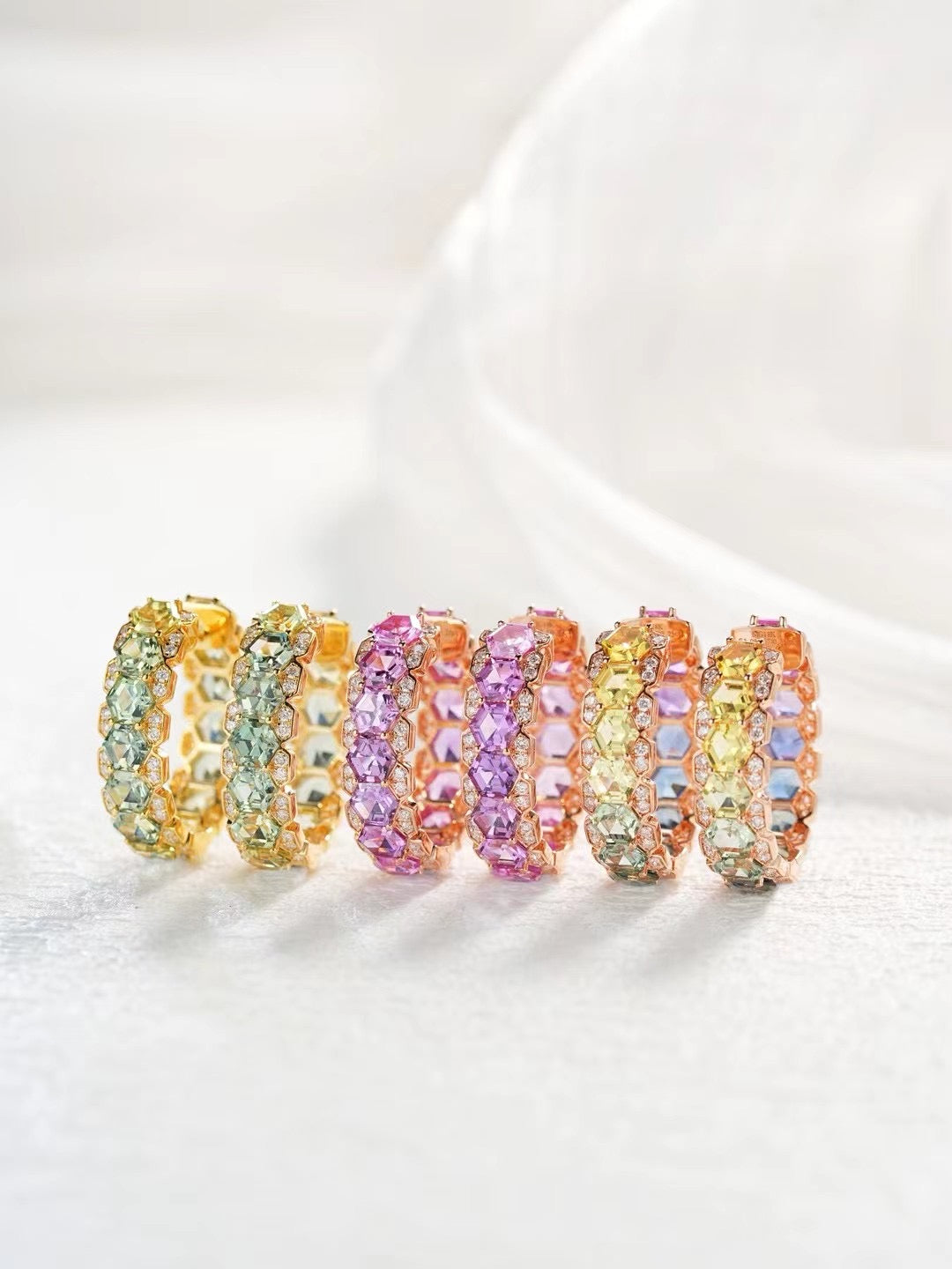 Rainbow Sapphire 18K Gold Earring (Item No. SA050）