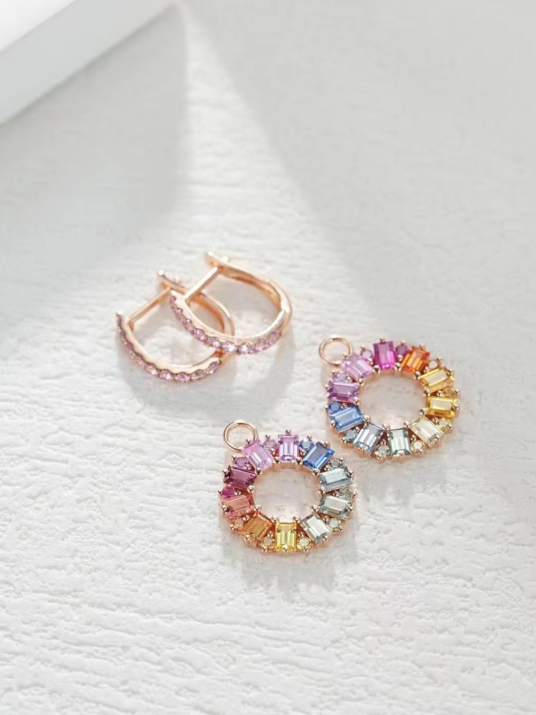 Rainbow Sapphire 18K Gold Earring (Item No. SA038）