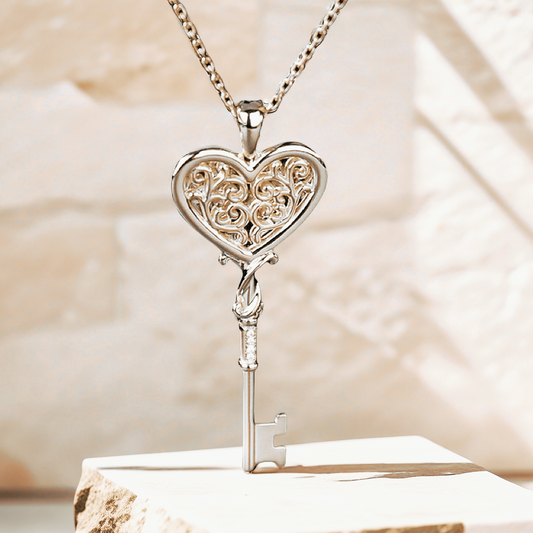 Renaissance Key Diamond 925 Sterling Silver/9k/14k/18k Gold Pendant (Item No. GP0002）