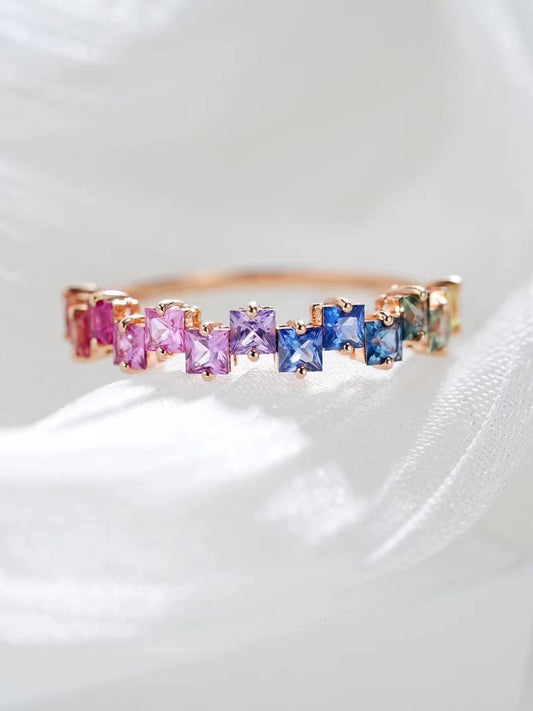 Rainbow Sapphire 18k Gold Ring (Item No. SA096）