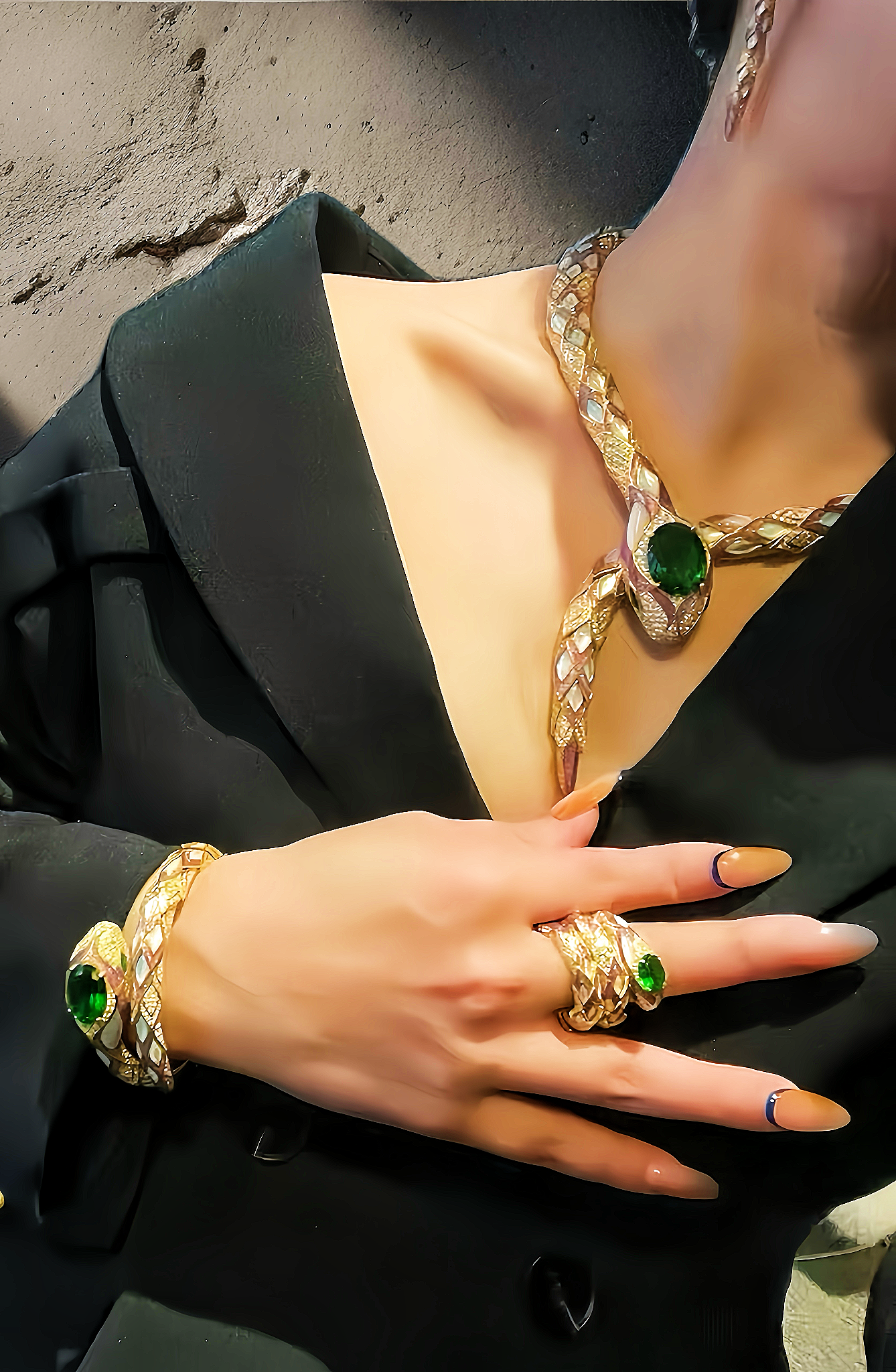 Gold Ouroboro Set/ Necklace Bracelet Ring (Item No. GP0017)