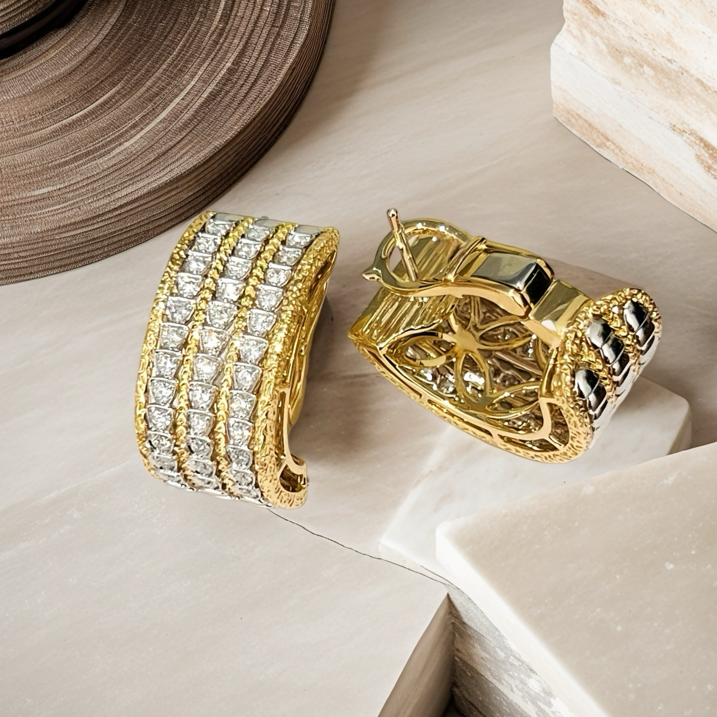 Vintage 18k Gold Diamond Earring (Item No. VT018）