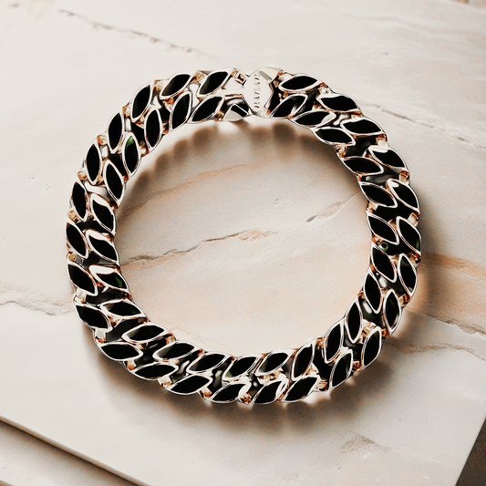 Enamel Curb Link Silver Bracelet Chain (Item No. TDBS0002）