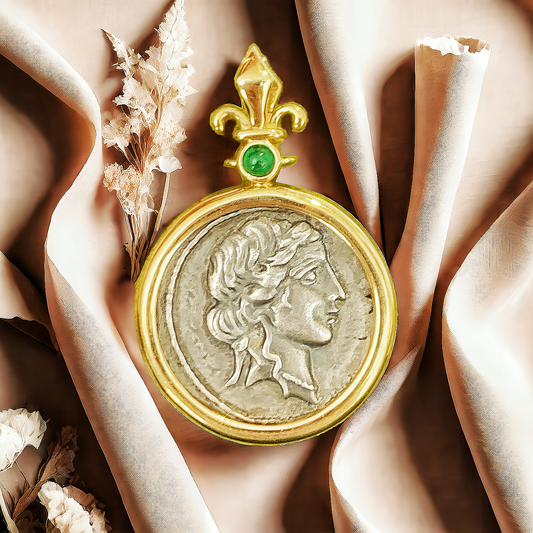 Venus Ancient Greek Coin Medallion 18K Gold Pendant  (Item No. COIN061）